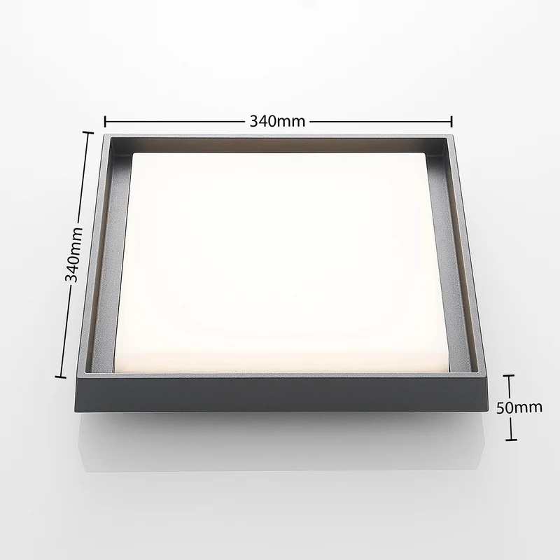 B-Ware Lucande Deckenleuchte Lampe LED Außen dunkelgrau weiß Aluminiumdruckguss quadrat