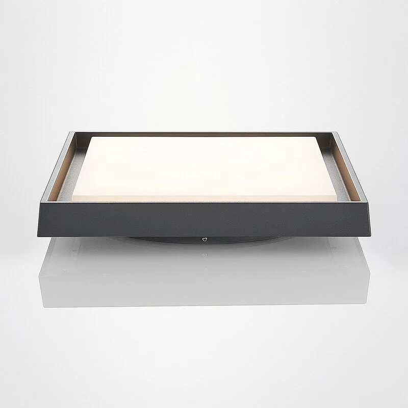 B-Ware Lucande Deckenleuchte Lampe LED Außen dunkelgrau weiß Aluminiumdruckguss quadrat