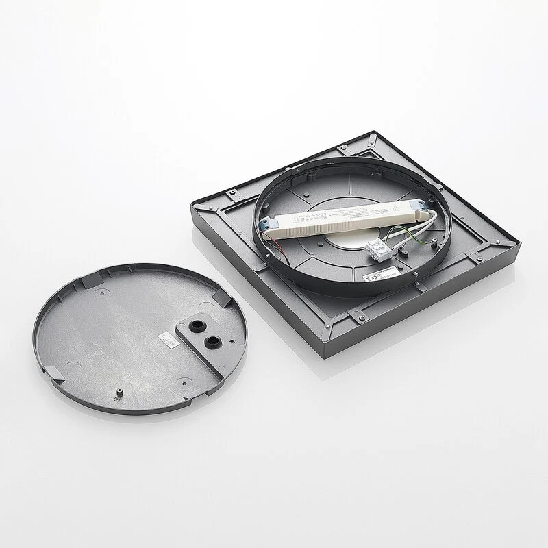 B-Ware Lucande Deckenleuchte Lampe LED Außen dunkelgrau weiß Aluminiumdruckguss quadrat