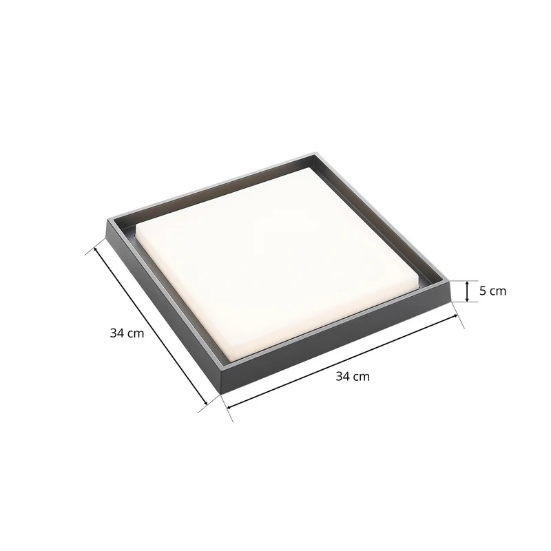 B-Ware Lucande Deckenleuchte Lampe LED Außen dunkelgrau weiß Aluminiumdruckguss quadrat