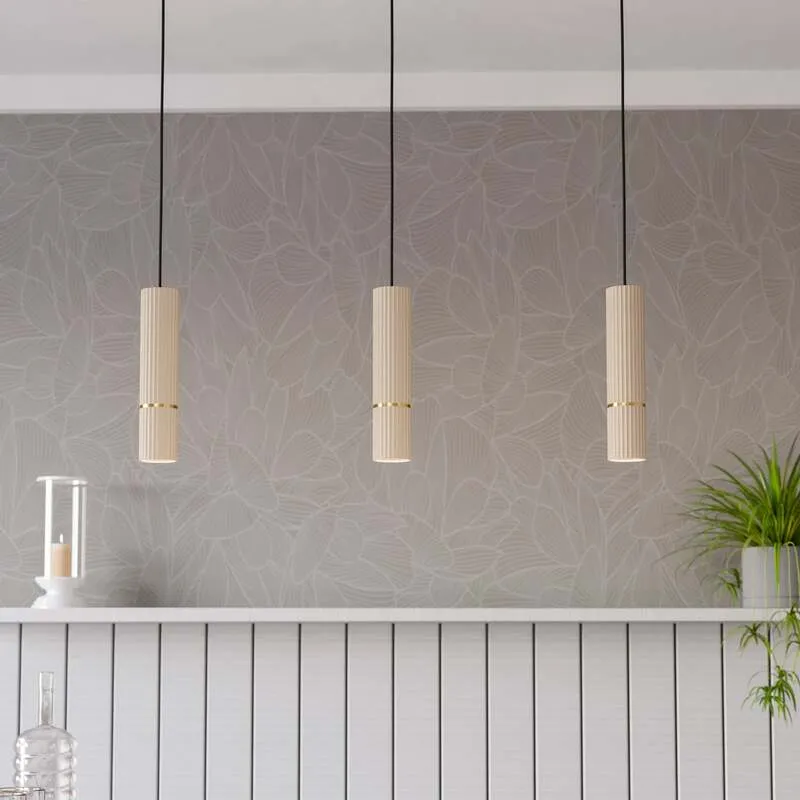 B-Ware Hängeleuchte Caminia Pendelleuchte Lampe sandfarben Länge 77 cm SIEHE TEXT/FOTO