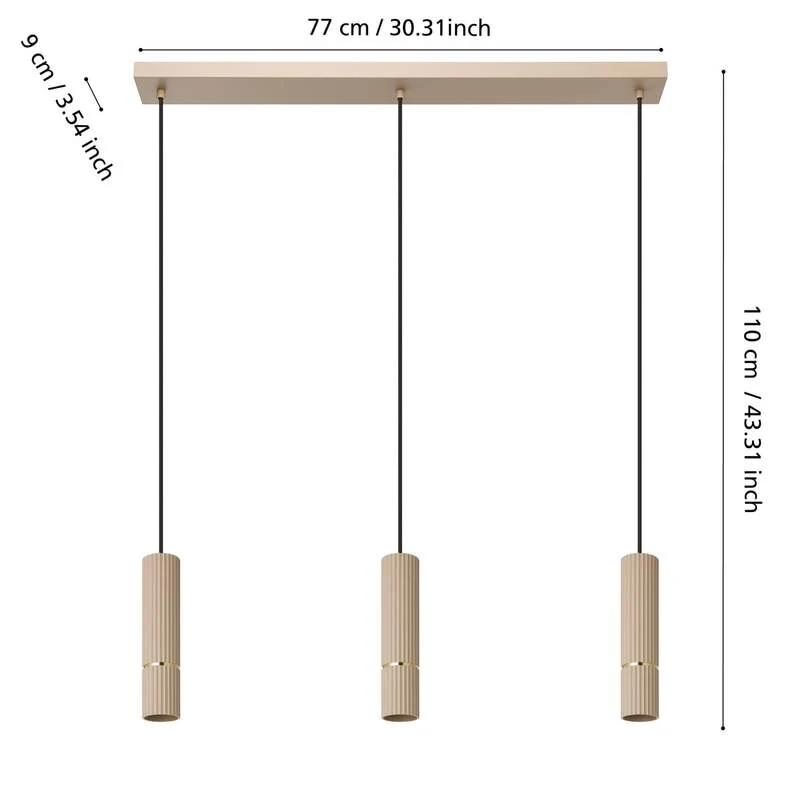 B-Ware Hängeleuchte Caminia Pendelleuchte Lampe sandfarben Länge 77 cm SIEHE TEXT/FOTO