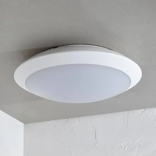 B-Ware Lampenwelt LED-Außendeckenlampe Außendeckenleuchte Naira m. Sensor weiß
