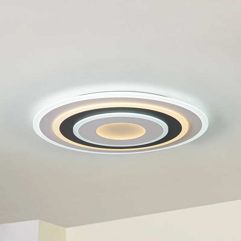 B-Ware Lindby Deckenleuchte Deckenlampe LED Rebeka rund weiss schwarz Acryl Metall