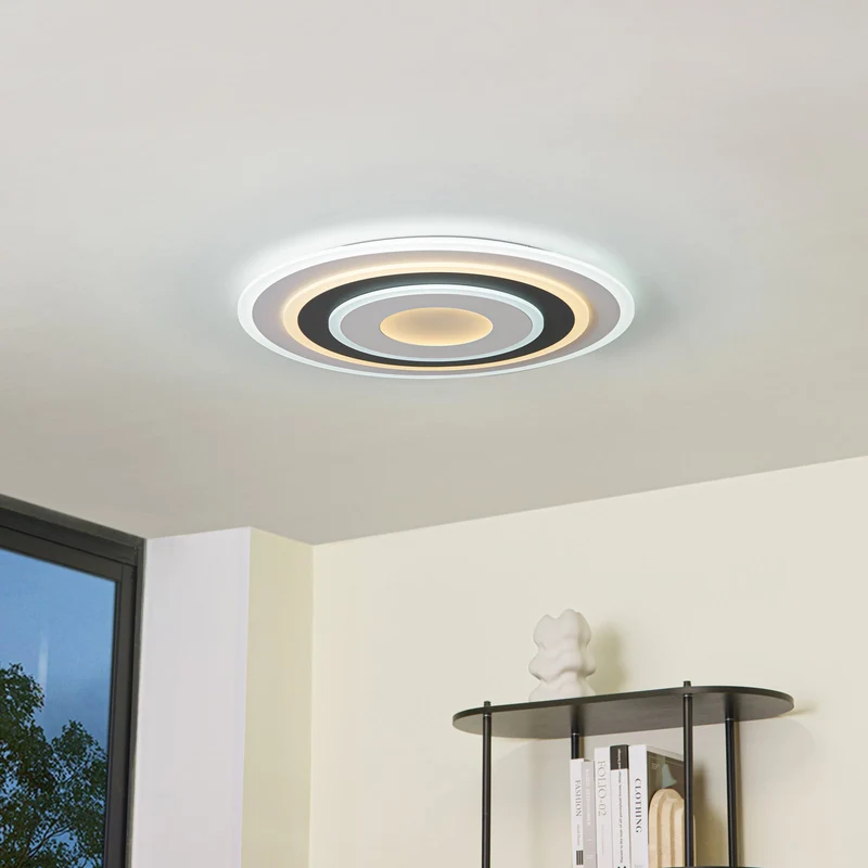 B-Ware Lindby Deckenleuchte Deckenlampe LED Rebeka rund weiss schwarz Acryl Metall