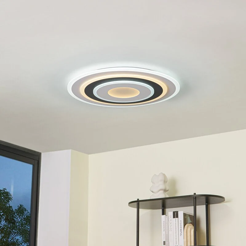 B-Ware Lindby Deckenleuchte Deckenlampe LED Rebeka rund weiss schwarz Acryl Metall