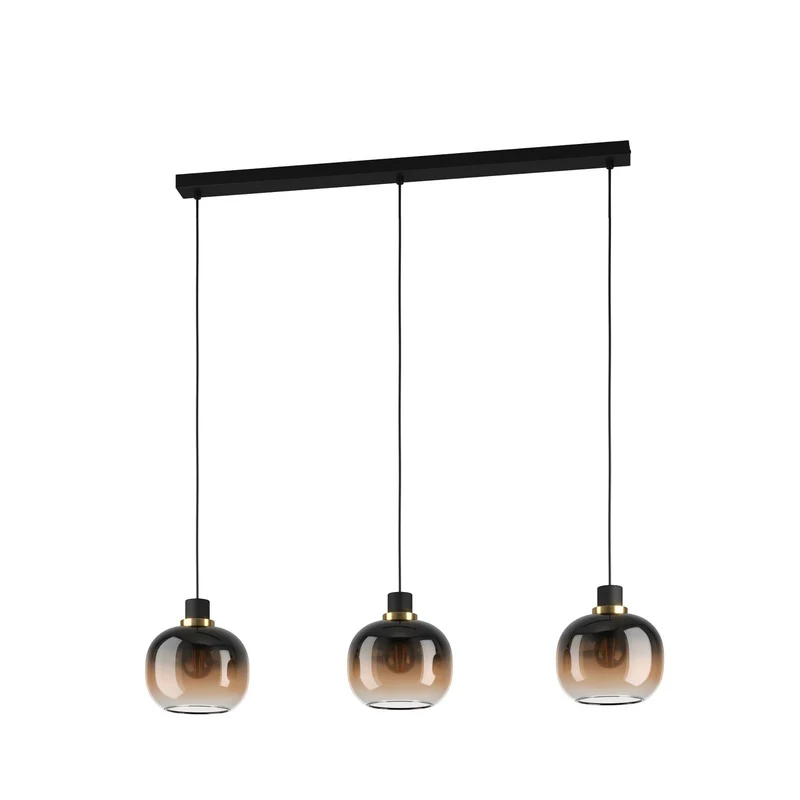 B-Ware EGLO Hängelampe Pendelleuchte Oilella schwarz braun Glas Länge 95 cm 3-flam413