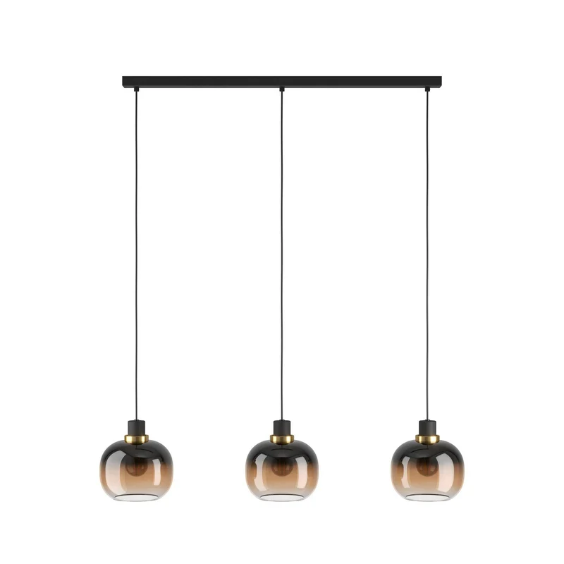 B-Ware EGLO Hängelampe Pendelleuchte Oilella schwarz braun Glas Länge 95 cm 3-flam413