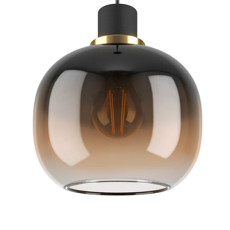 B-Ware EGLO Hängelampe Pendelleuchte Oilella schwarz braun Glas Länge 95 cm 3-flam413