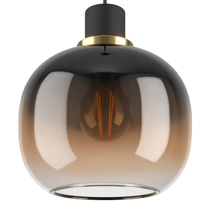 B-Ware EGLO Hängelampe Pendelleuchte Oilella schwarz braun Glas Länge 95 cm 3-flam413