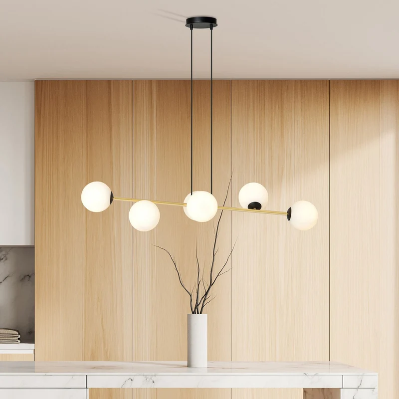 B-Ware Hängeleuchte Gravity opalweiß gold schwarz Glas E14 Deckenlampe Lampe Leuchte