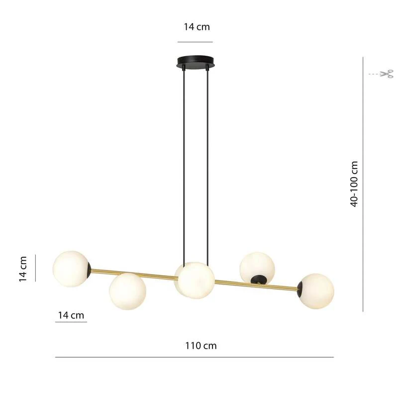 B-Ware Hängeleuchte Gravity opalweiß gold schwarz Glas E14 Deckenlampe Lampe Leuchte