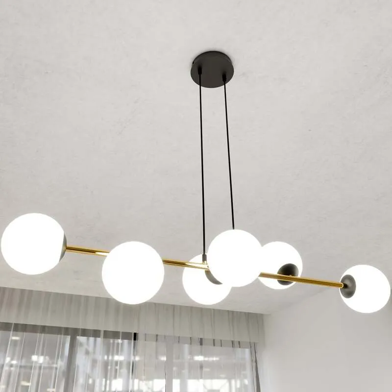B-Ware Hängeleuchte Gravity opalweiß gold schwarz Glas E14 Deckenlampe Lampe Leuchte