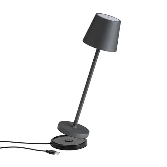 B-Ware LCD Tischleuchte Tischlampe LED Akku dimmbar Touchdimmer graphit IP54 warmw792
