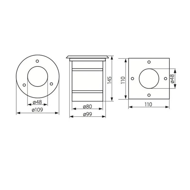 Level Anthrazit Bodeneinbaustrahler eckig IP54
