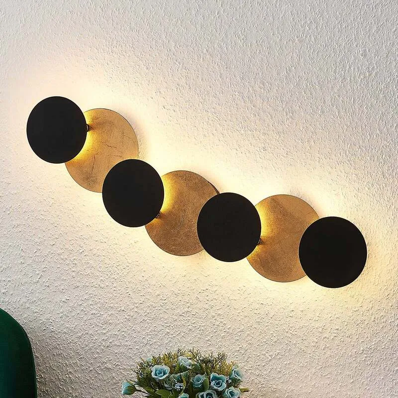 Lindby Wandleuchte Wandlampe LED Grazyna Schwarz Gold Wohnraum indirekte Bele420