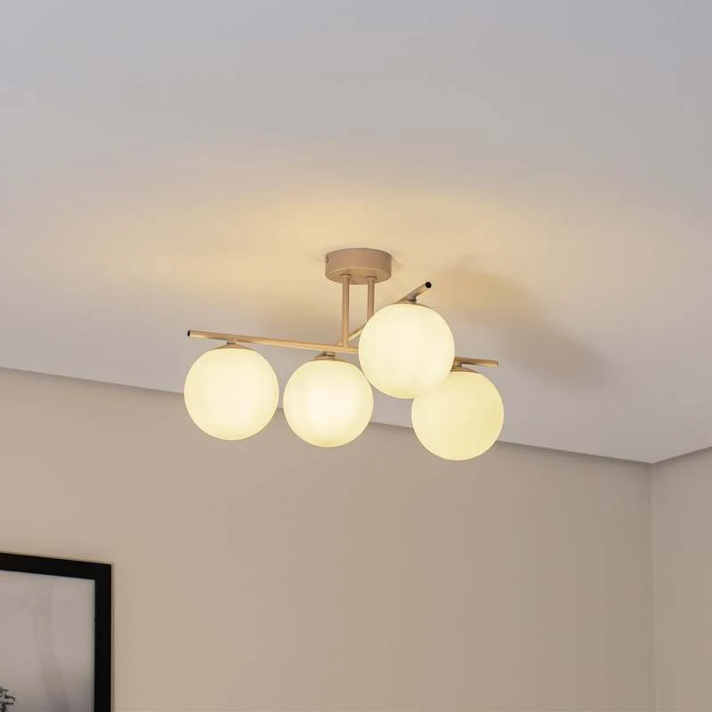 B-Ware Aurora Deckenleuchte Lampe Deckenlampe beige Ø 50 cm 4 flammig SIEHE TEXT/FOTO
