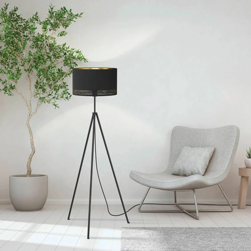 B-Ware EGLO Stehleuchte Esteperra Stehlampe Standleuchte Leuchte Dreibein schwarz/gold