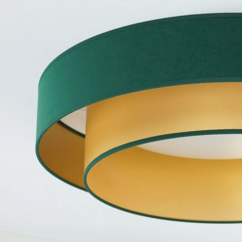 B-Ware Deckenlampe Lampe LED Luneta Fernbedienung Samt dunkelgrün gold Deckenleuchte
