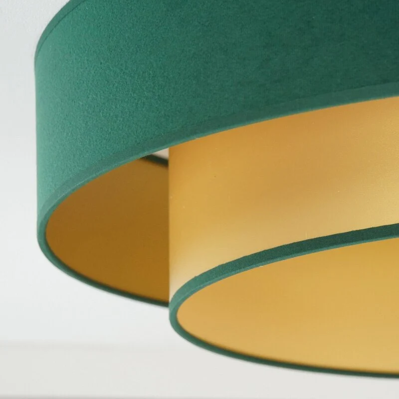 B-Ware Deckenlampe Lampe LED Luneta Fernbedienung Samt dunkelgrün gold Deckenleuchte