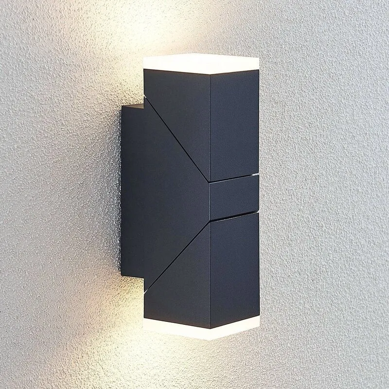 B-Ware Lindby Wandleuchte Wandlampe LED Außenleuchte Sally dunkelgrau IP54 22cm