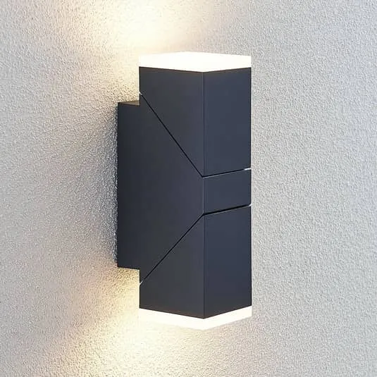 B-Ware Lindby Wandleuchte Wandlampe LED Außenleuchte Sally dunkelgrau IP54 22cm