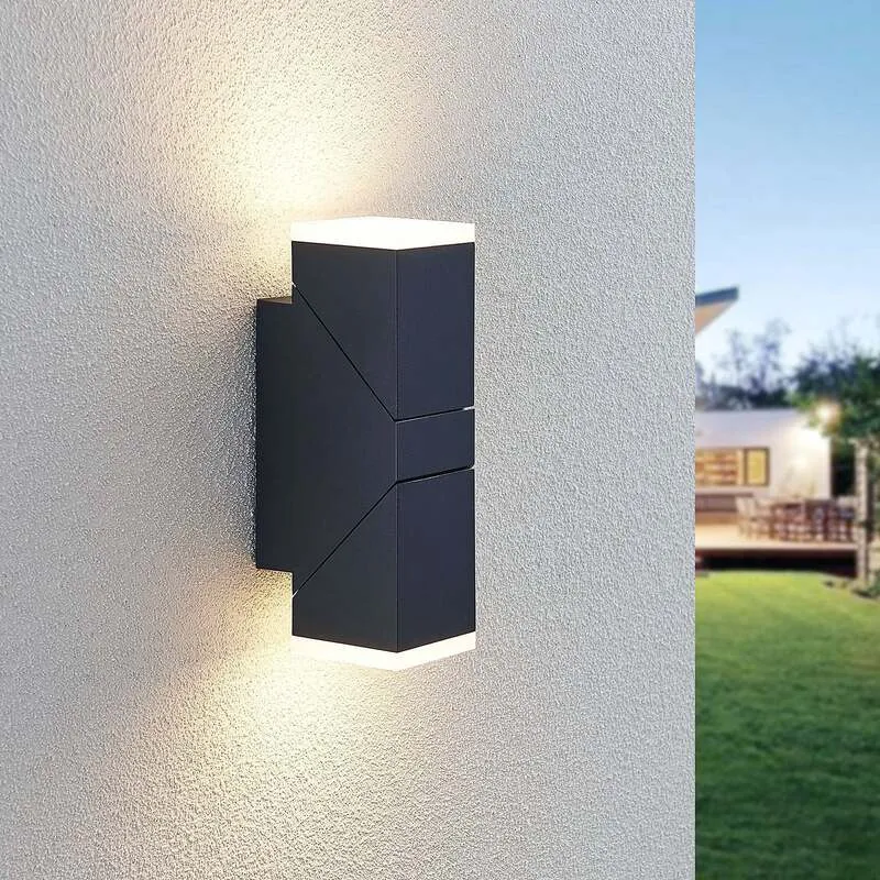 B-Ware Lindby Wandleuchte Wandlampe LED Außenleuchte Sally dunkelgrau IP54 22cm