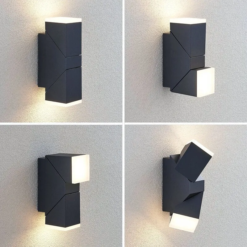 B-Ware Lindby Wandleuchte Wandlampe LED Außenleuchte Sally dunkelgrau IP54 22cm