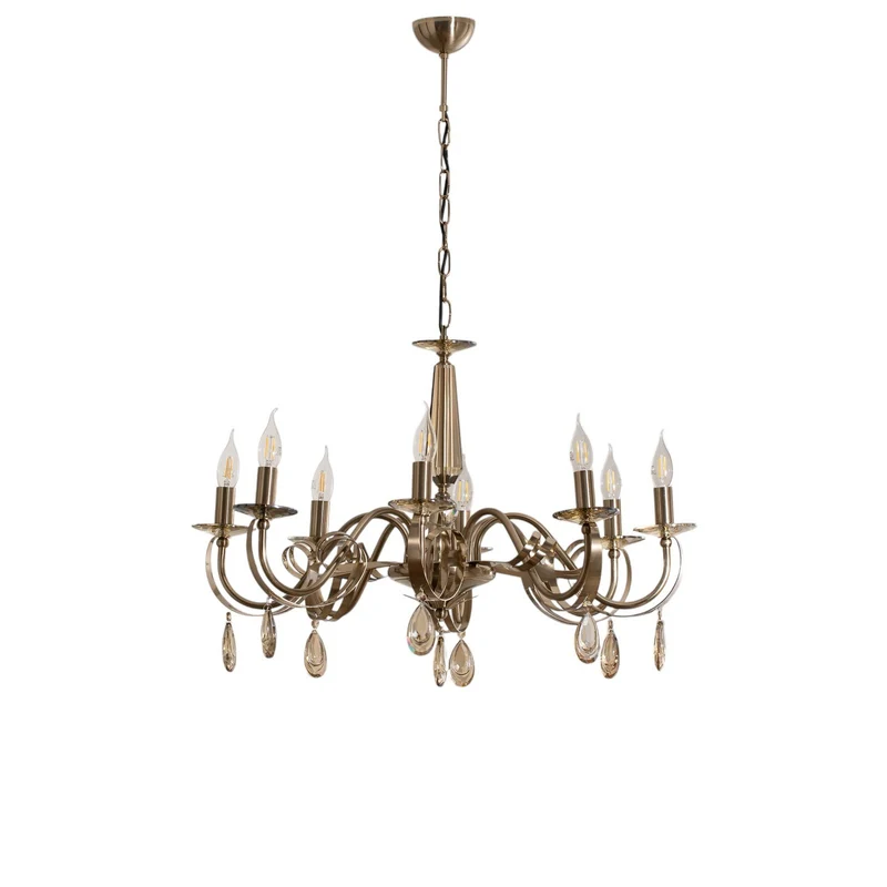 B-Ware Castro Kronleuchter Lampe messing antik 8-flammig Esszimmer Beleuchtung