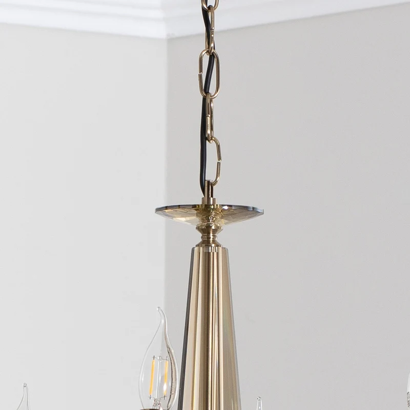 B-Ware Castro Kronleuchter Lampe messing antik 8-flammig Esszimmer Beleuchtung