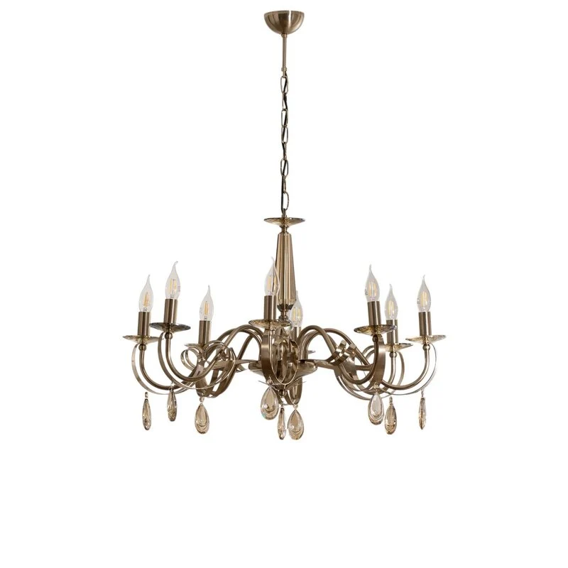 B-Ware Castro Kronleuchter Lampe messing antik 8-flammig Esszimmer Beleuchtung