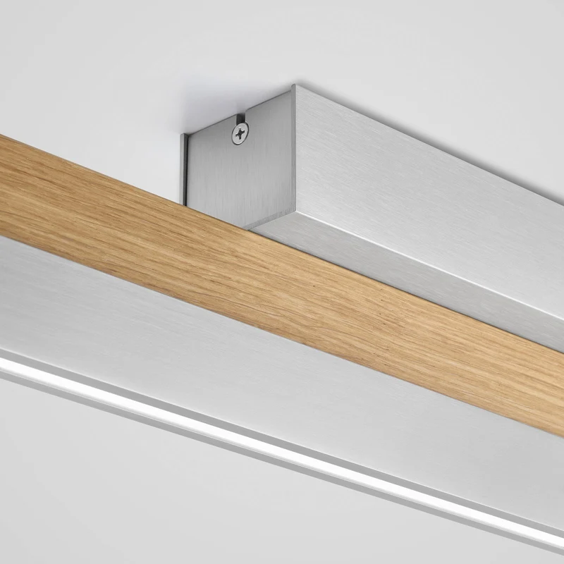 B-Ware Quitani Deckenleuchte Deckenlampe LED Keijo Eiche Nickel Matt Holz Lampe Wohnzim