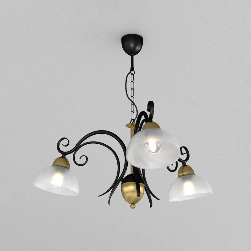 B-Ware Euluna Kronleuchter Flora 3 Glasschirme messing Deckenlampe E27 SIEHE TEXT/FOTO