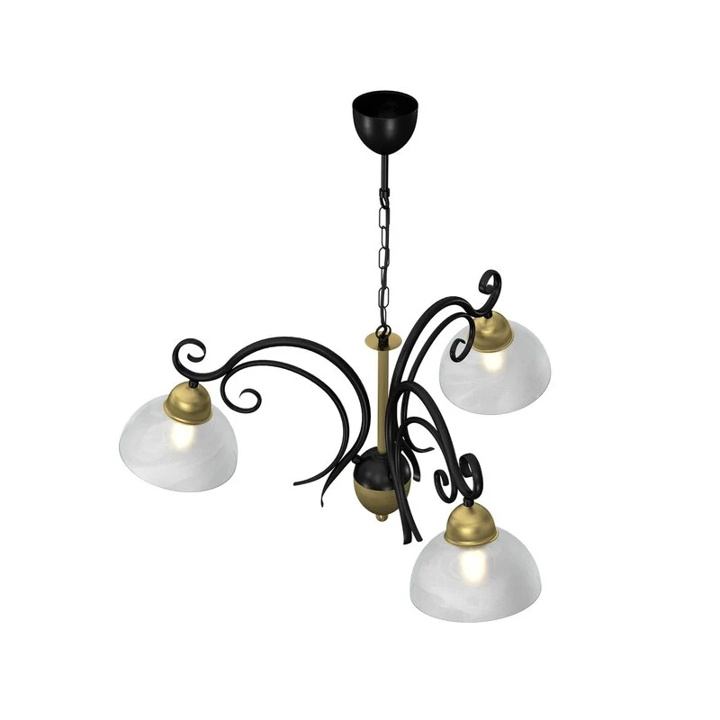 B-Ware Euluna Kronleuchter Flora 3 Glasschirme messing Deckenlampe E27 SIEHE TEXT/FOTO