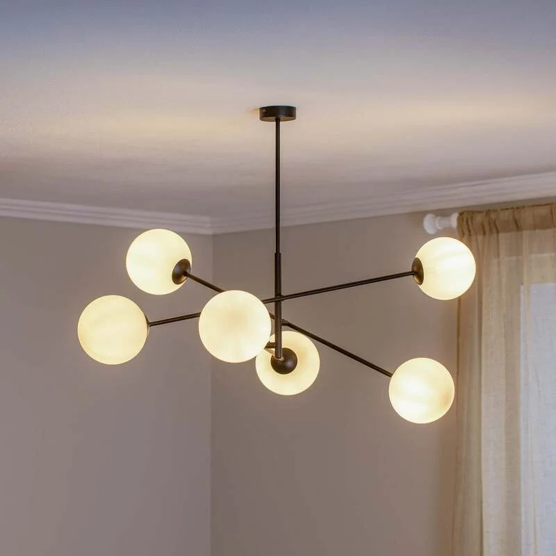 B-Ware Deckenleuchte Linear schwarz/opal sechsflammig Deckenlampe Lampe SIEHE TEXT/FOTO