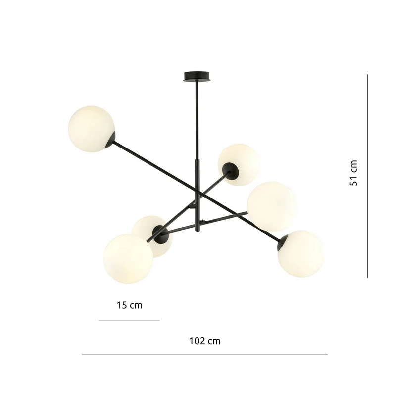 B-Ware Deckenleuchte Linear schwarz/opal sechsflammig Deckenlampe Lampe SIEHE TEXT/FOTO