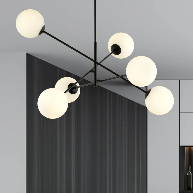 B-Ware Deckenleuchte Linear schwarz/opal sechsflammig Deckenlampe Lampe SIEHE TEXT/FOTO