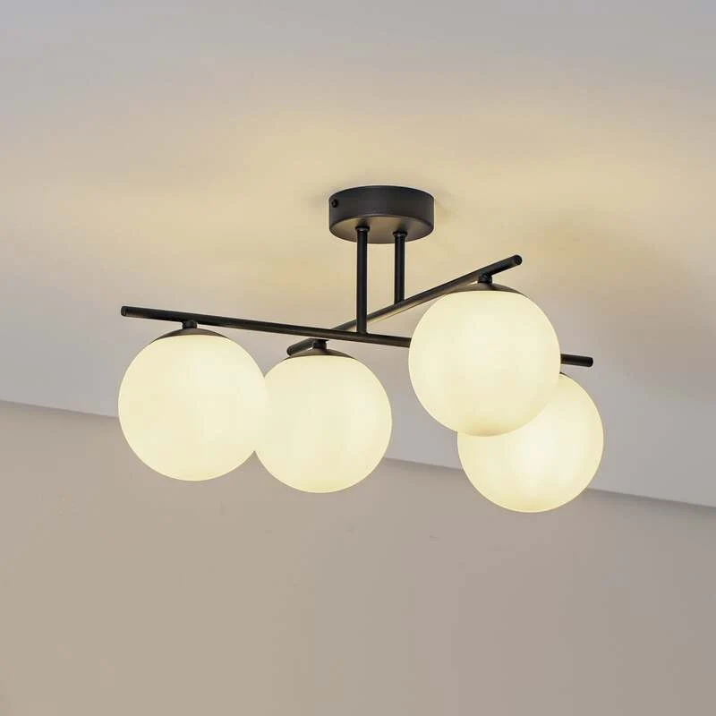 B-Ware Aurora Deckenleuchte Lampe schwarz Glas Ø 50 cm 4 flammig E14 SIEHE TEXT/FOTO327