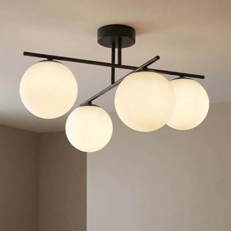 B-Ware Aurora Deckenleuchte Lampe schwarz Glas Ø 50 cm 4 flammig E14 SIEHE TEXT/FOTO327