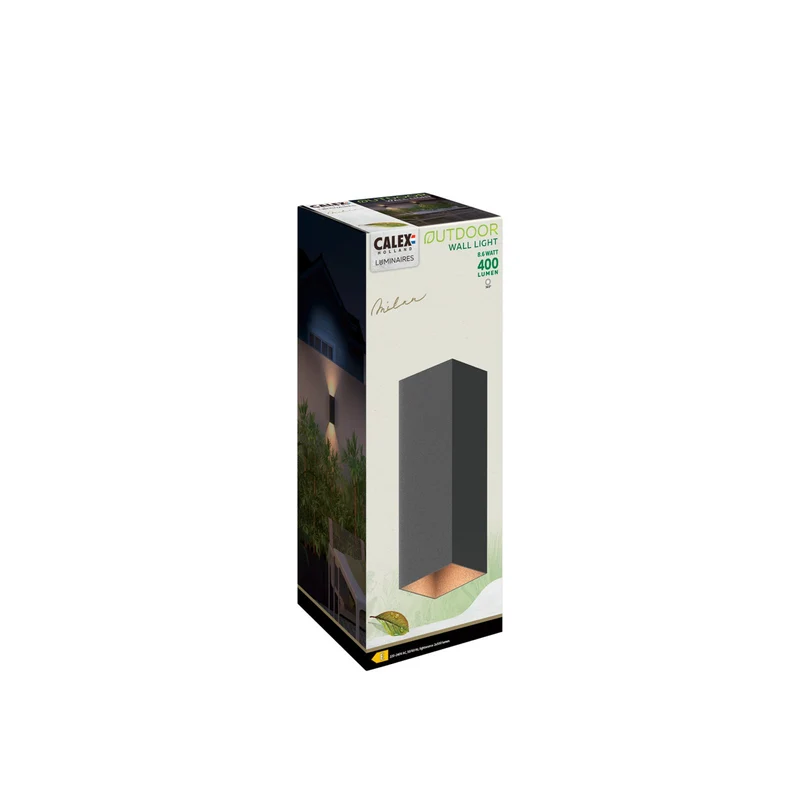 B-Ware Calex LED Außenwandleuchte Außenlampe Wandlampe Rectangle schwarz Aluminium Glas