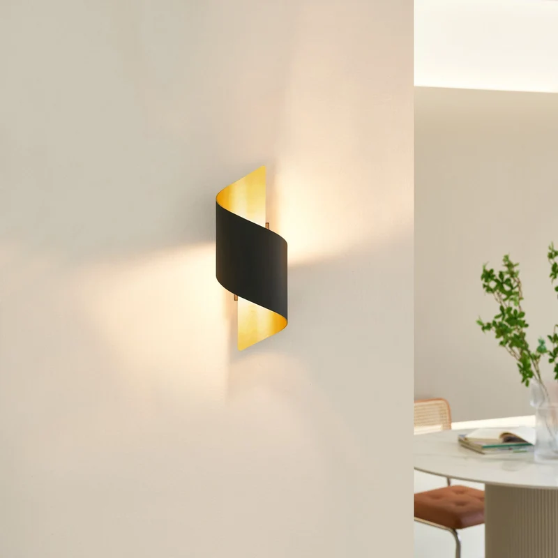 B-Ware Lindby Wandleuchte Wandlampe Desirio schwarz gold Metall Beleuchtung Wohnzim4