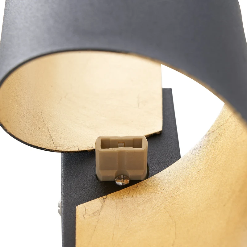 B-Ware Lindby Wandleuchte Wandlampe Desirio schwarz gold Metall Beleuchtung Wohnzim4