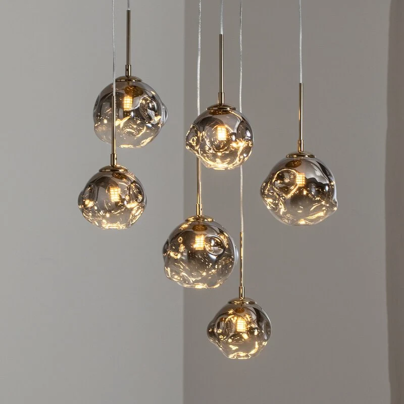 B-Ware Hängeleuchte Herman Pendelleuchte Lampe 6-flammig goldfarben SIEHE TEXT/FOTO