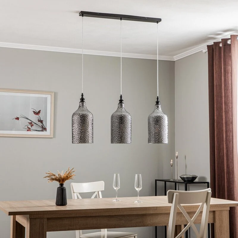 B-Ware Lindby Hängeleuchte Pendellampe Drakar 3-flg grau Glas Ø 19,5 cm