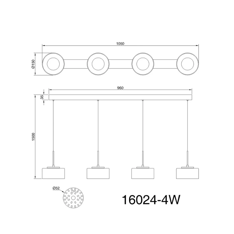 B-Ware Globo LED Hängeleuchte Belinda Pendelleuchte Glas Länge 105 cm weiß 4 flammig