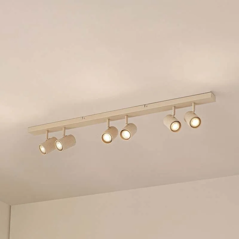 B-Ware Lindby Deckenstrahler Kardis 6-flammig LED Strahler dimmbar beige Metall 100cm