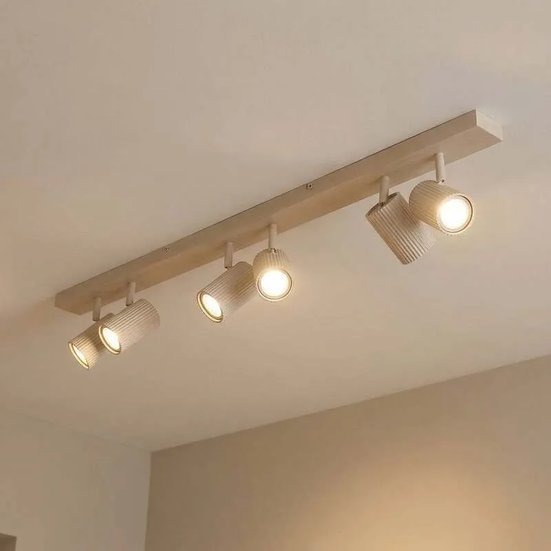 B-Ware Lindby Deckenstrahler Kardis 6-flammig LED Strahler dimmbar beige Metall 100cm