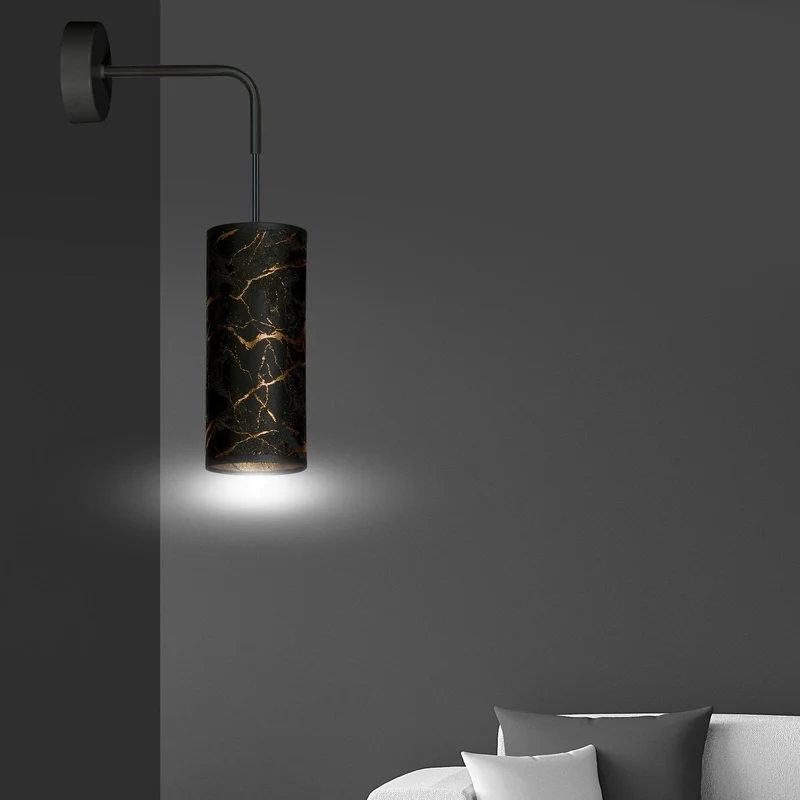 B-Ware EMIBIG LIGHTING Joni Wandlampe Leuchte schwarz-marmoriert Textil Beleuchtung