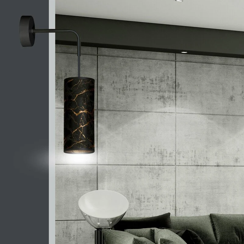 B-Ware EMIBIG LIGHTING Joni Wandlampe Leuchte schwarz-marmoriert Textil Beleuchtung