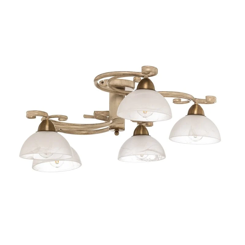 B-Ware Deckenlampe Flora fünf Glasschirme weiß messing Deckenleuchte SIEHE TEXT/FOTO735